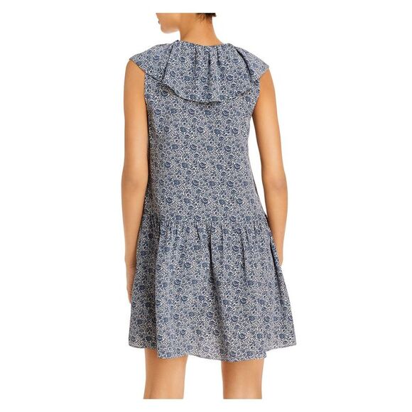 REBECCA TAYLOR Womens Blue Up  Lined Sleeveless Split Short Fit + Flare Dress XS - Picture 2 of 3